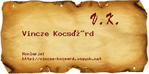 Vincze Kocsárd névjegykártya